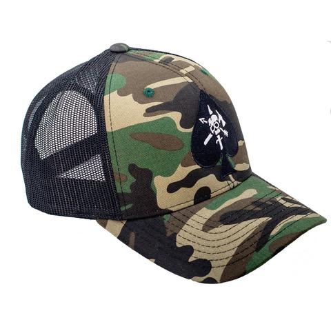 BRCC TRUCKER HAT – CAF SPADE WITH BLACK MESH - Lanz Shooting Supplies