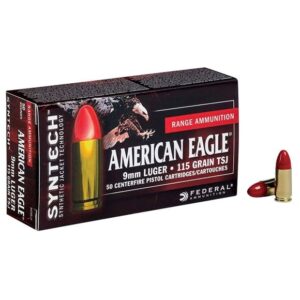 Federal American Eagle Syntech Pistol 9mm Luger 115 GR Box of 50