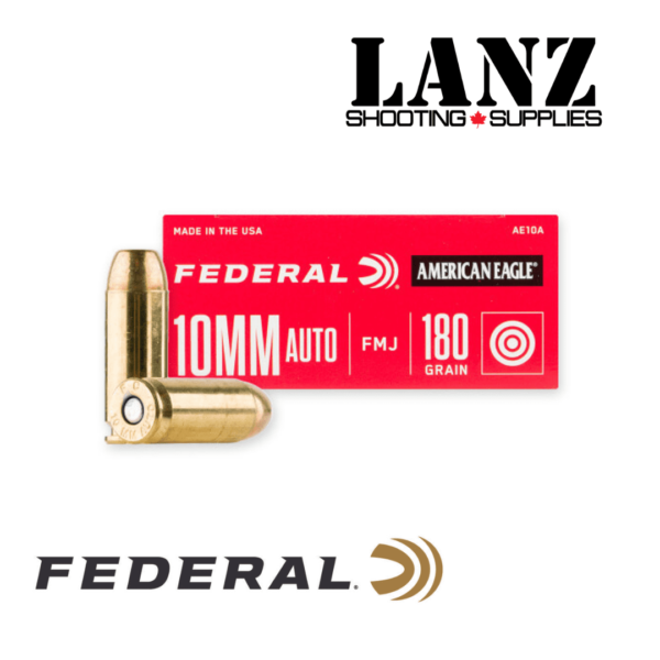 Federal American Eagle Handgun 10mm Auto 180 Grain, FJM, Box of 50