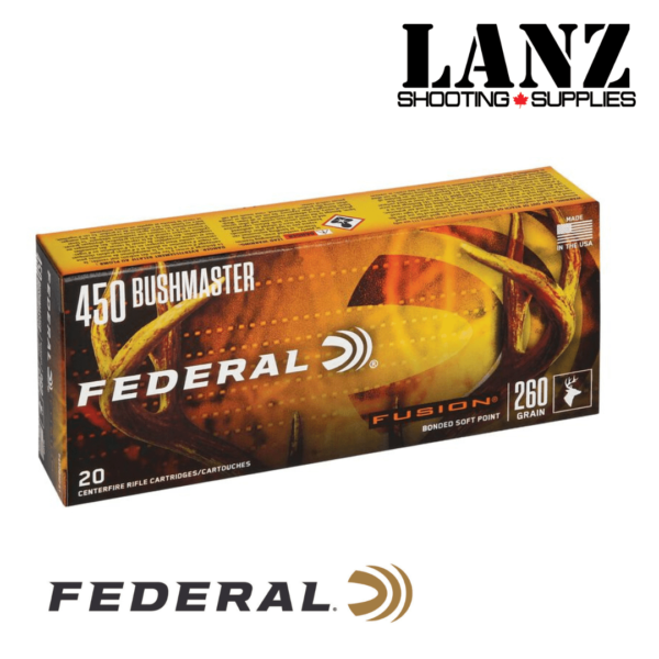 Federal Fusion Rifle 450 Bushmaster 260 Grain,FSP(Fusion Soft Point), Box of 20