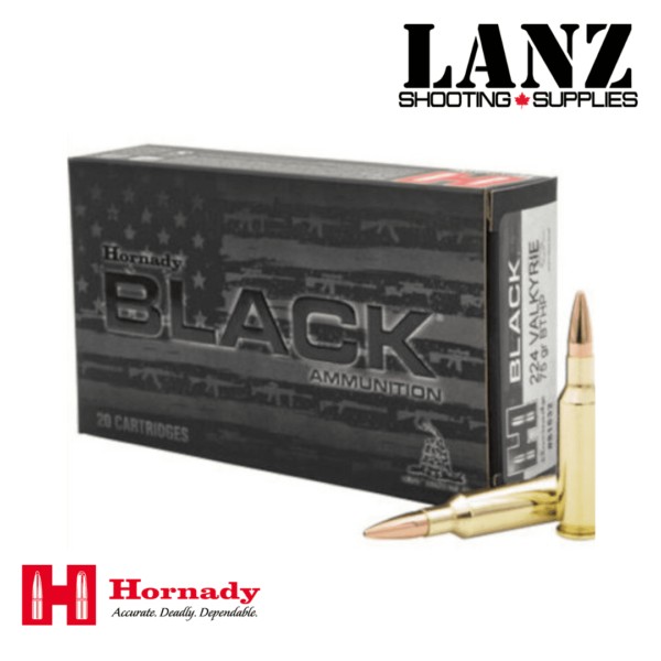 Hornady 224 Valkyrie 75 Grain BTHP(Boat-tail Hollow Points) Hornady BLACK®, BOX OF 20