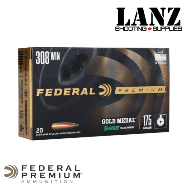 Federal Premium Gold Medal 308 Winchester 175 Grain Sierra MatchKing Hollow Point Boat Tail, Box of 20