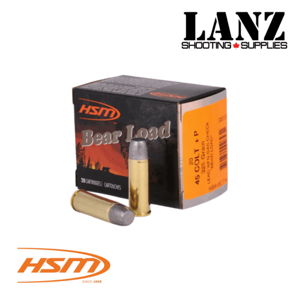 HSM Ammunition Bear Load .45 Long Colt +P, 325gr, WFN(Wide Flat Nose), 20 Rounds