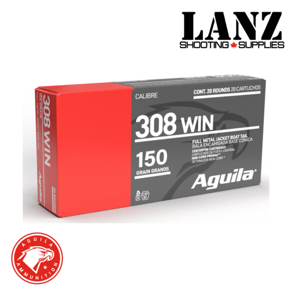 Aguila 308 WIN 150 Grain FMJBT (FULL METAL JACKET BOAT TAIL), Box of 20