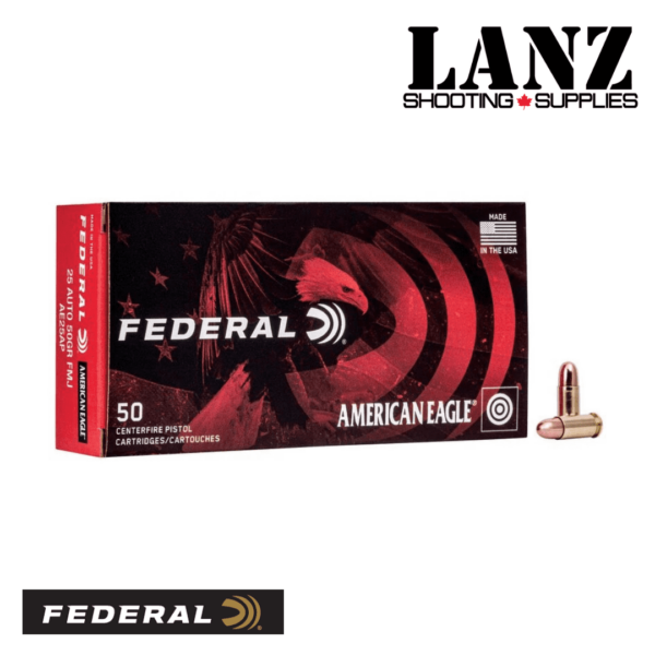 Federal American Eagle® Handgun 25 Auto 50 Grain FMJ(Full Metal Jacket), Box of 50 - Image 2