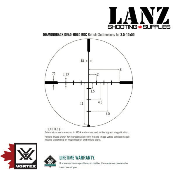 VORTEX DIAMONDBACK® 3.5-10×50 Riflescope | Dead-Hold® BDC (MOA) Reticle |1inch Tube