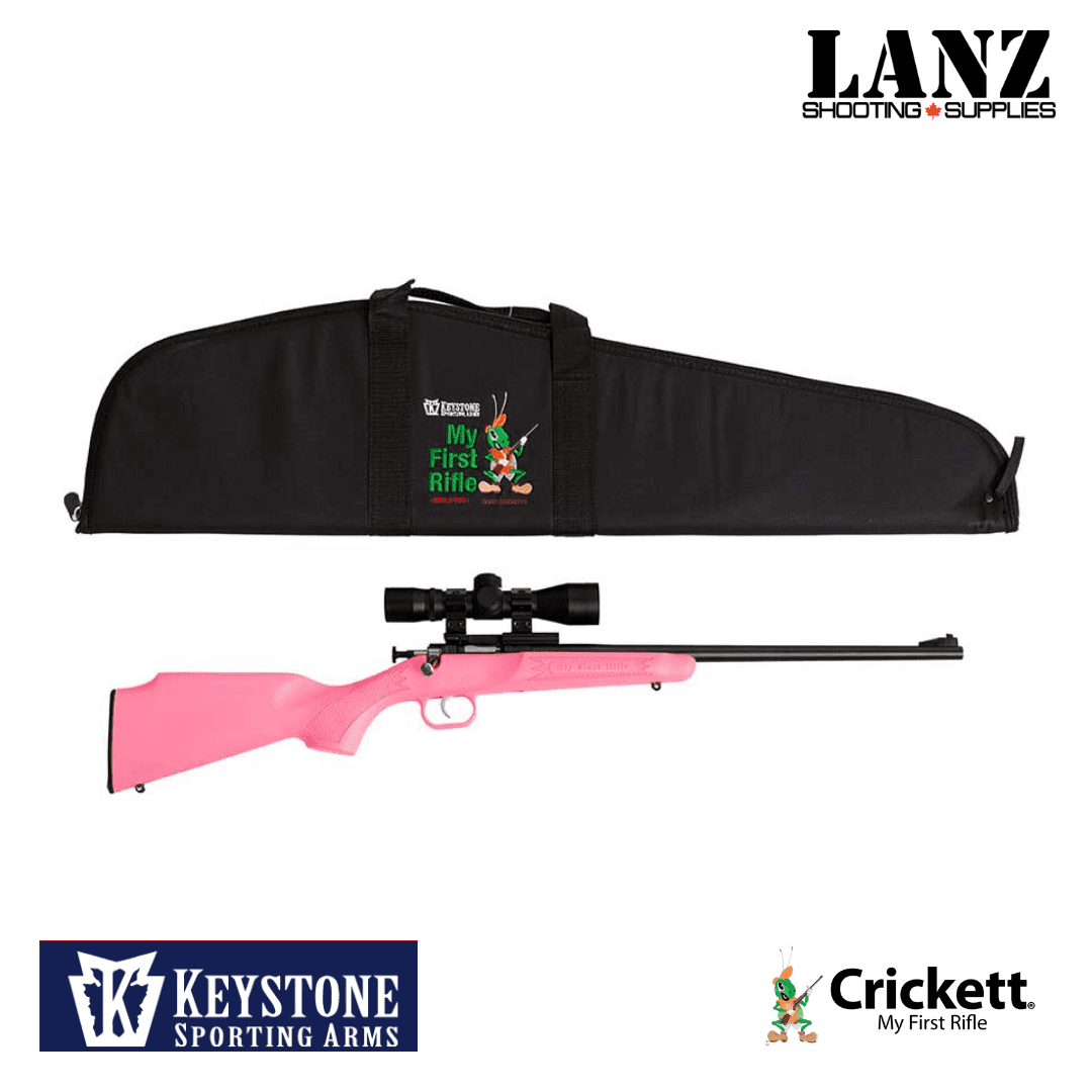 Keystone Crickett Single Shot Rifle 22LR Pink Synthetic Package, Scope and Black Case