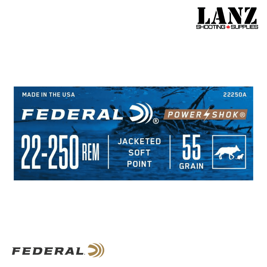 Federal Power-Shok Rifle, 22-250 Rem, 55 Grain, JSP(Jacketed Soft Point), Box of 20 - Image 3