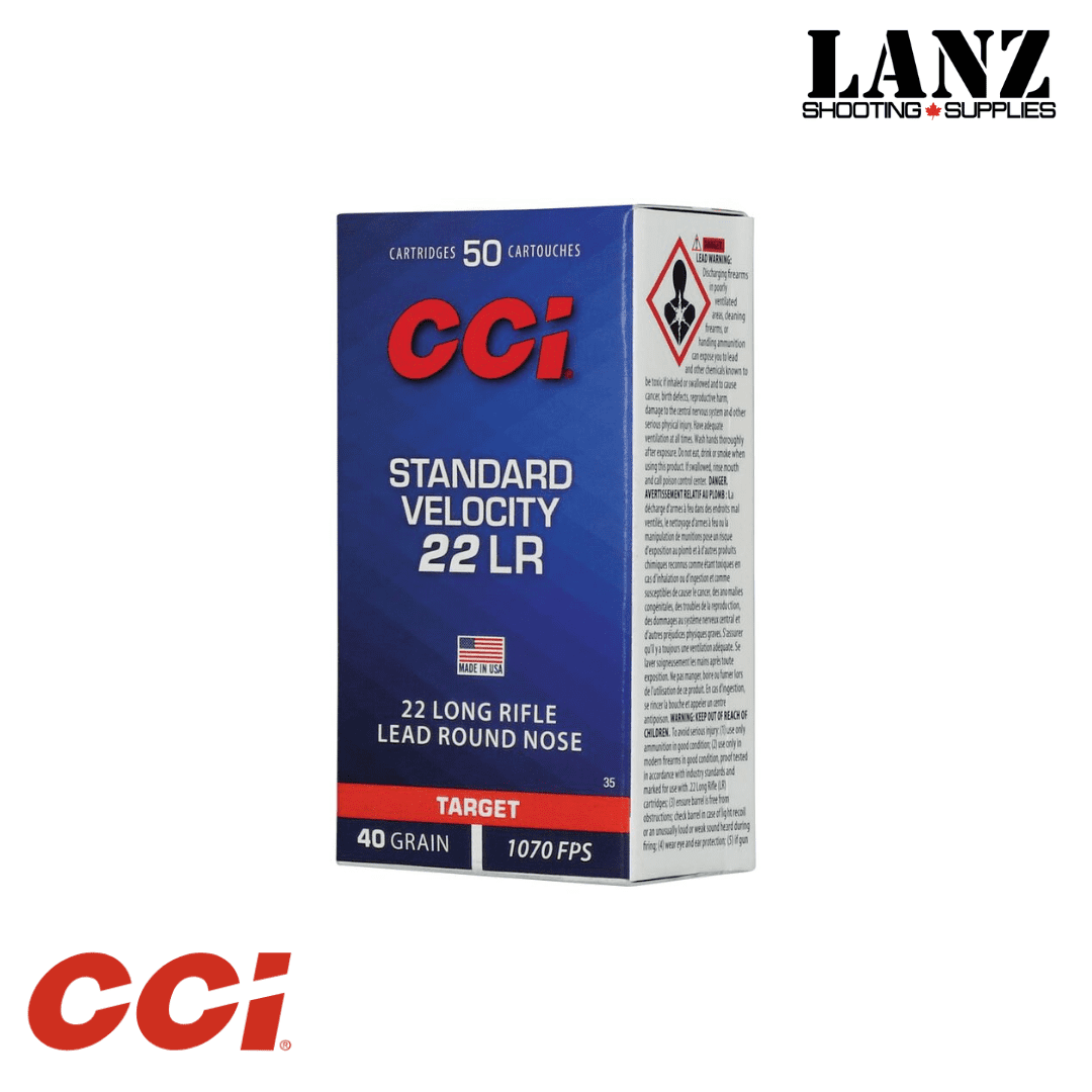 CCI Standard Velocity, .22 LR(Long Rifle), 40 Grain, Lead Round Nose, Box of 50