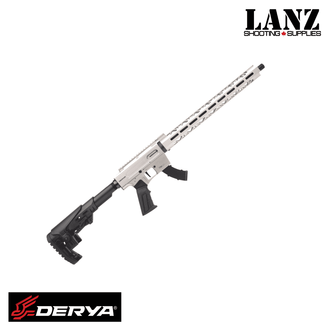 Derya TM22 Semi-Auto .22LR Rifle – 18″ Threaded Barrel | Adjustable White Stock