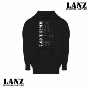 Lanz Shooting Supplies Black Hoodie 7.62×51 – Firearms Lifestyle Apparel
