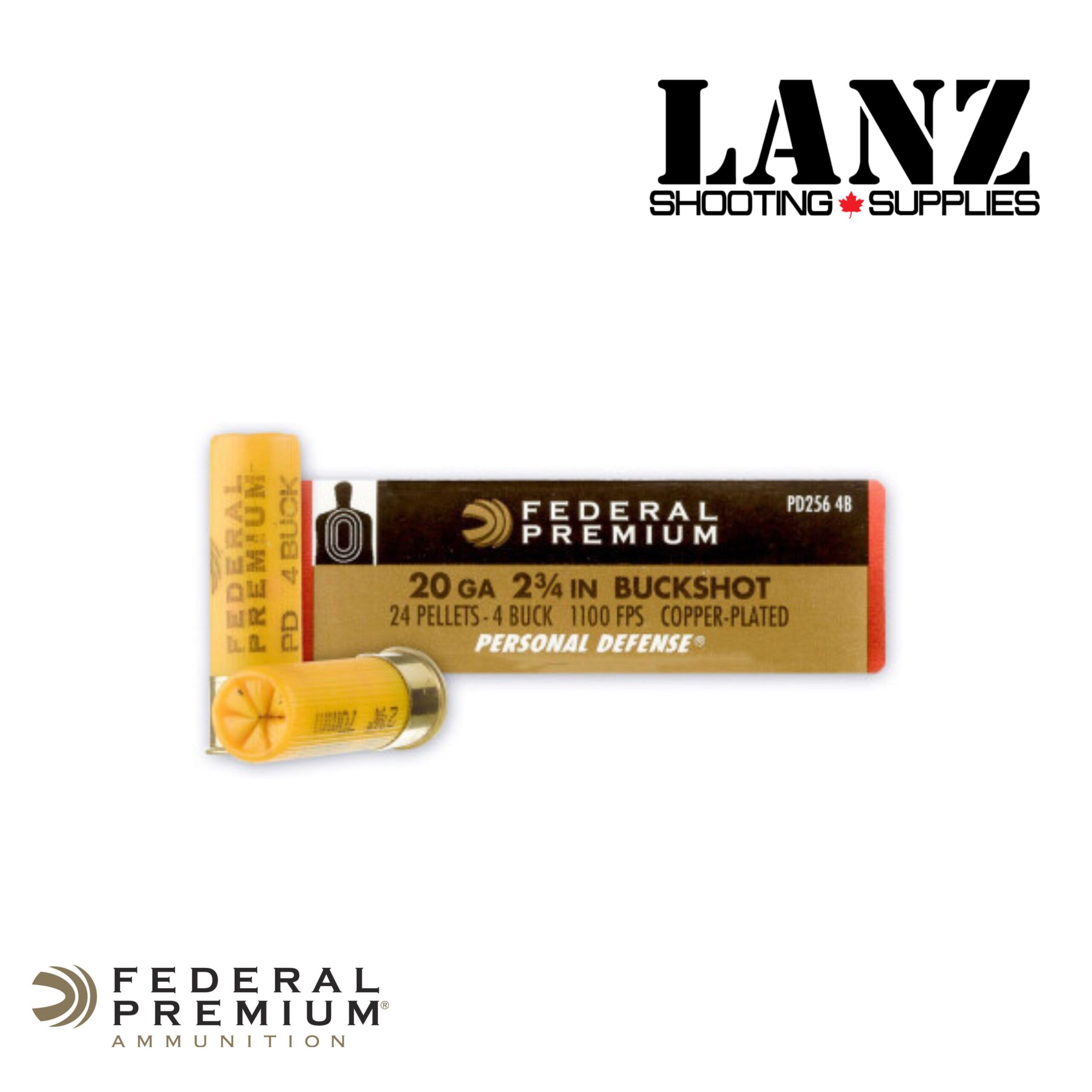 Federal Premium 20 Gauge 2-3/4″ #4 Buckshot 24-Pellet 5-Round Box - Image 2
