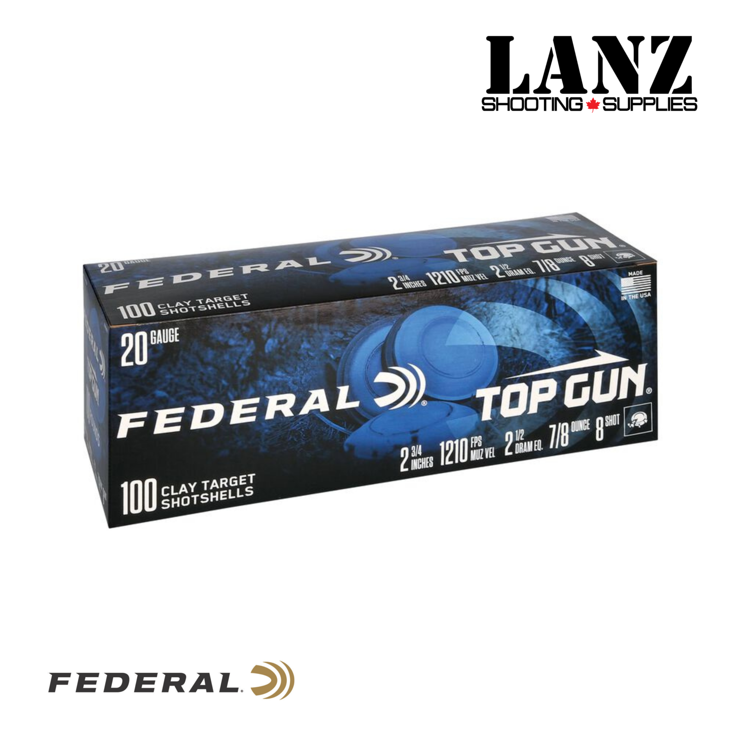 Federal Top Gun 20 Gauge 2-3/4″ #8 Target Load 100-Round Pack - Image 3