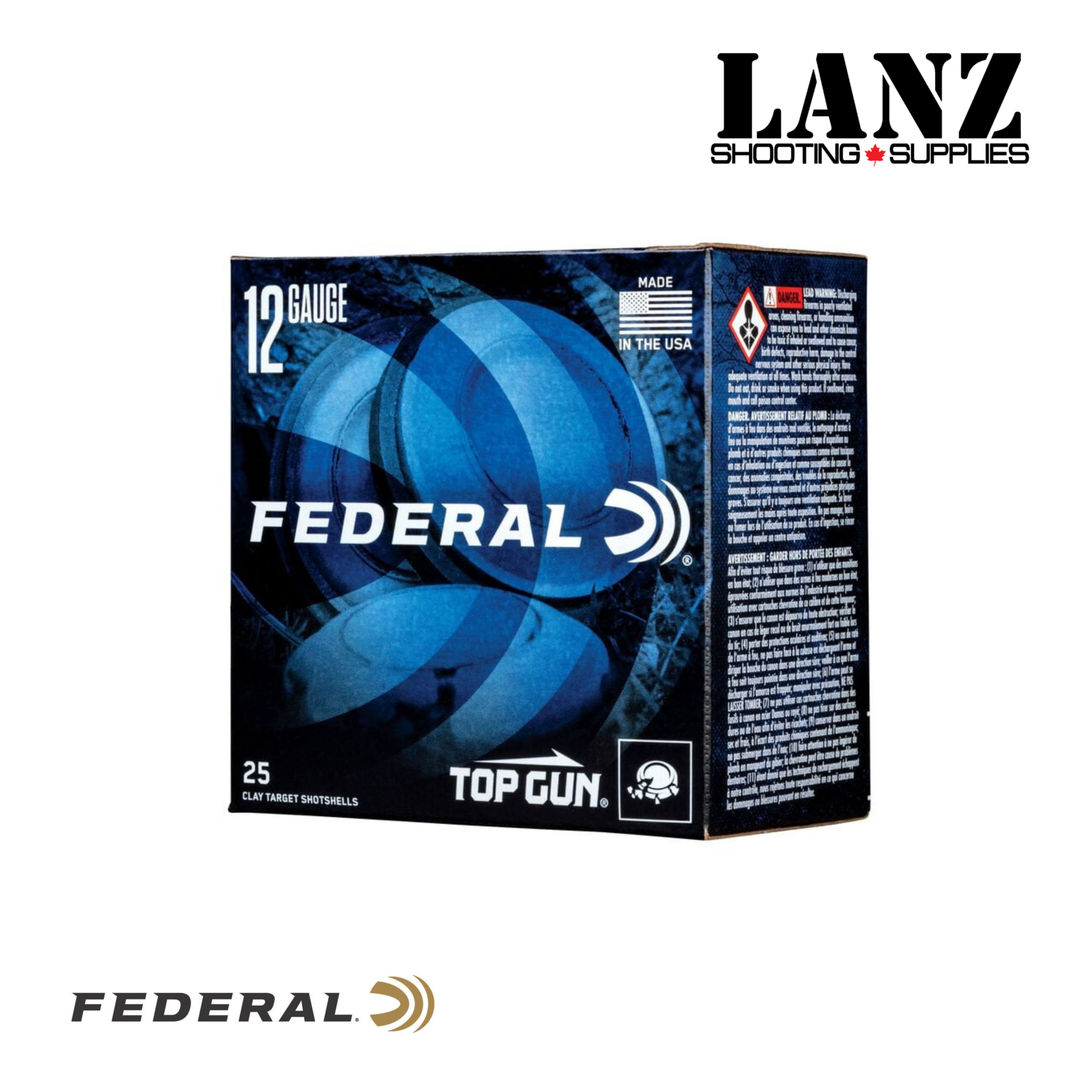 Federal Top Gun 12 Gauge 2-3/4″ #7.5 Target Load 25-Round Box