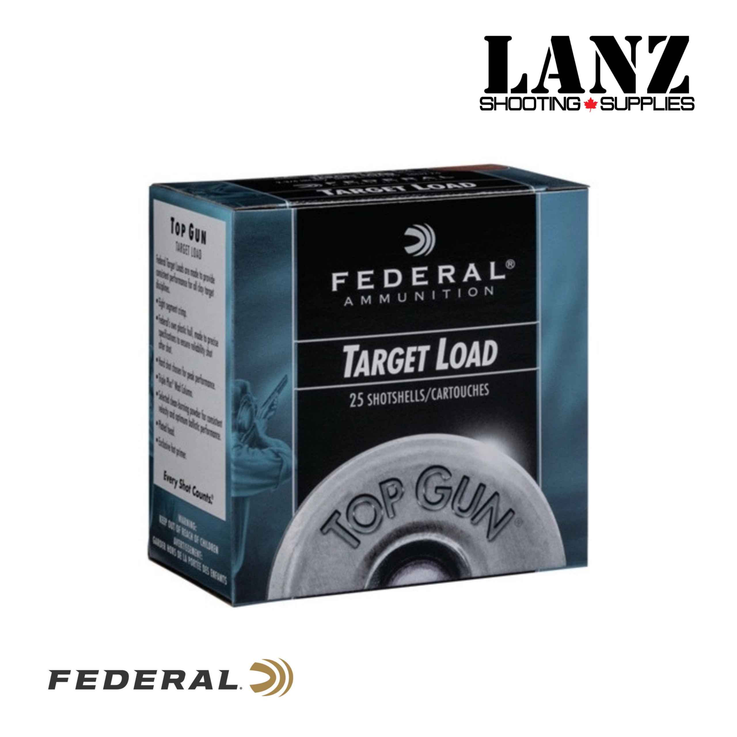 Federal Top Gun 12 Gauge 2-3/4″ #8 Target Load 25-Round Box