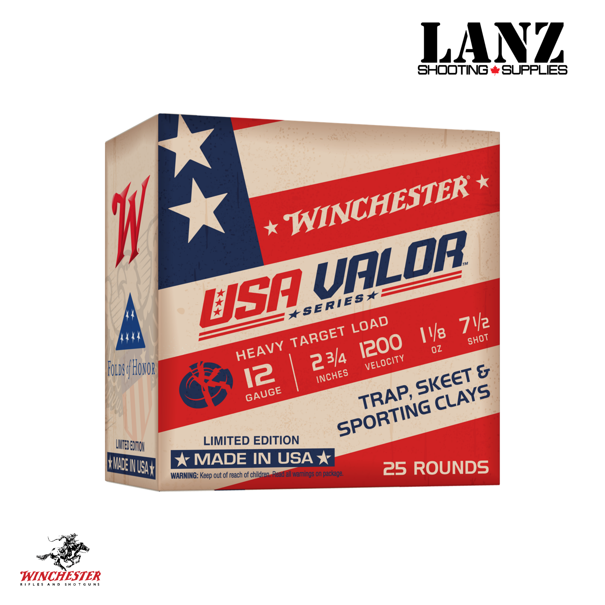Winchester USA Valor 12 Gauge 2 3/4" 1 1/8 oz 7.5 Shot target shotshell ammunition 25 count