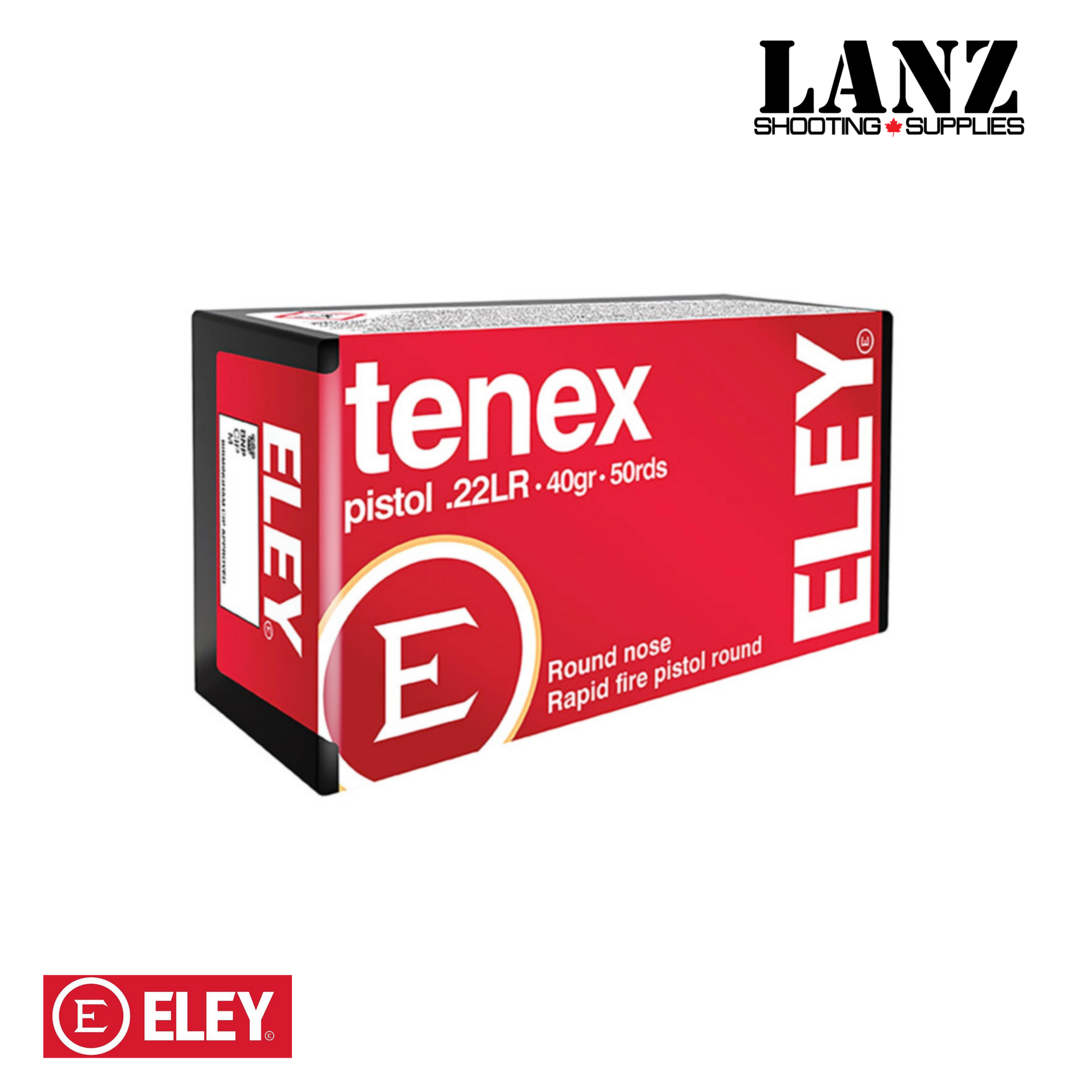 ELEY Tenex Pistol .22 LR 40-Grain Round Nose Ammunition Box of 50