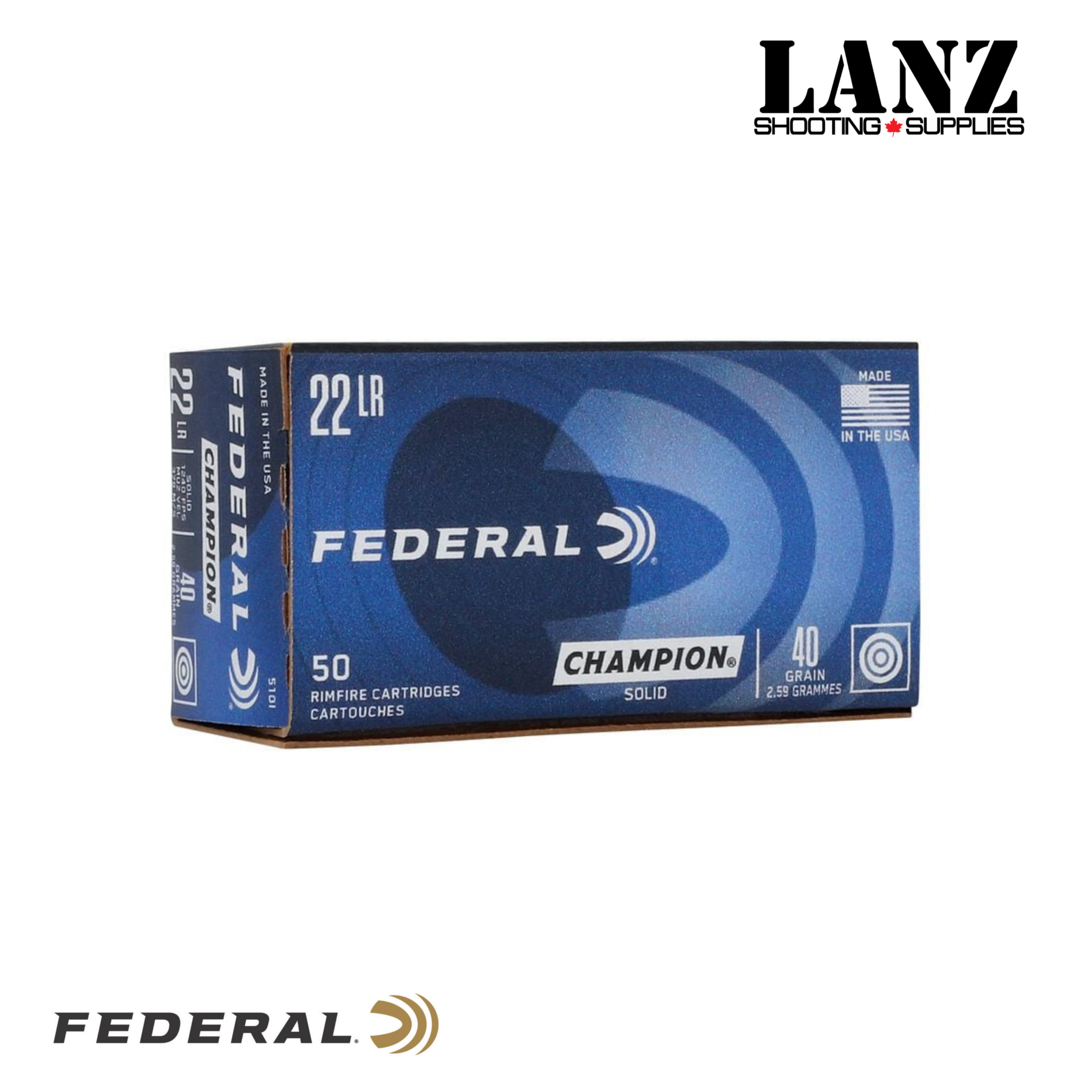 Federal Champion 22 LR 40gr LRN Ammo 50-Round Box