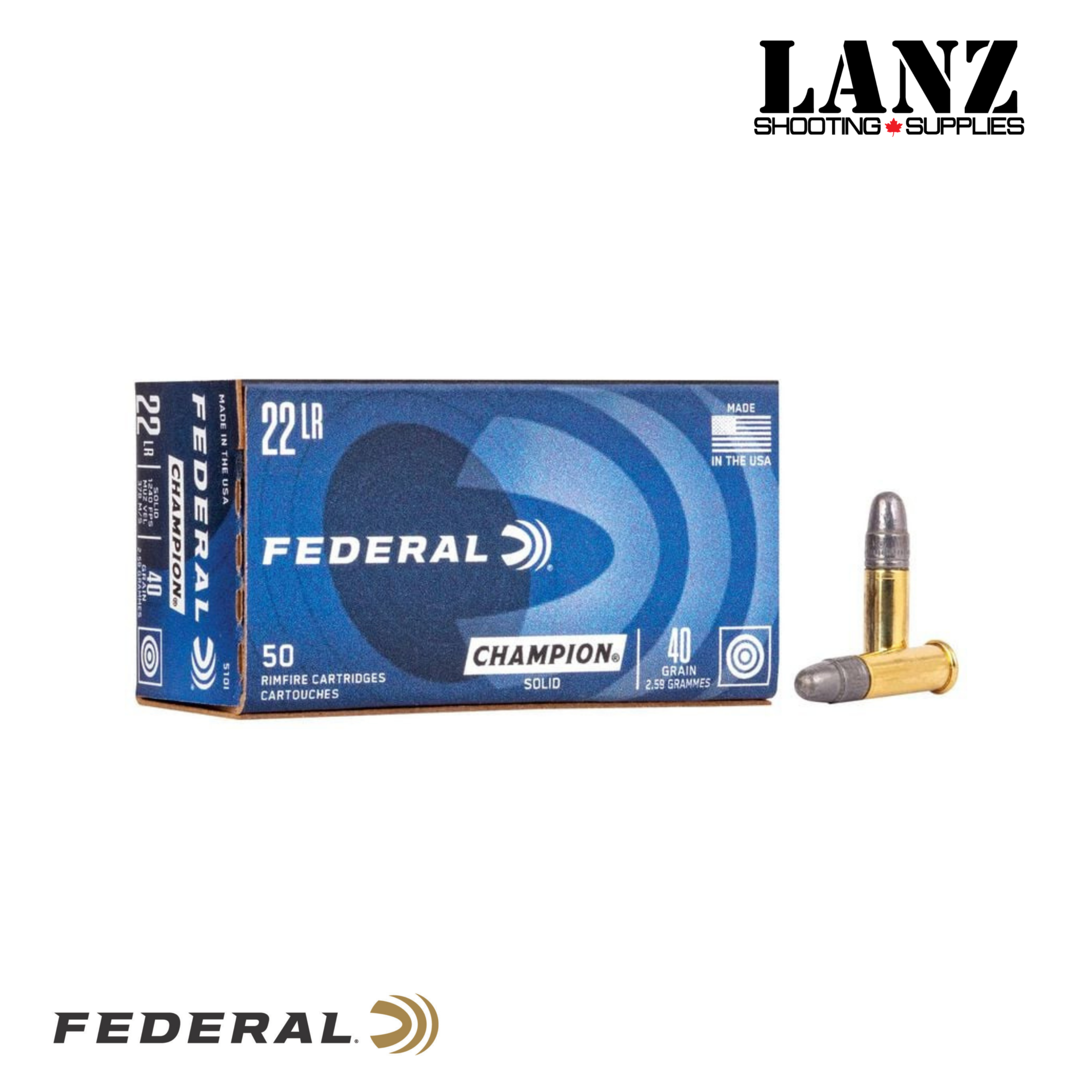 Federal Champion 22 LR 40gr LRN Ammo 50-Round Box - Image 3