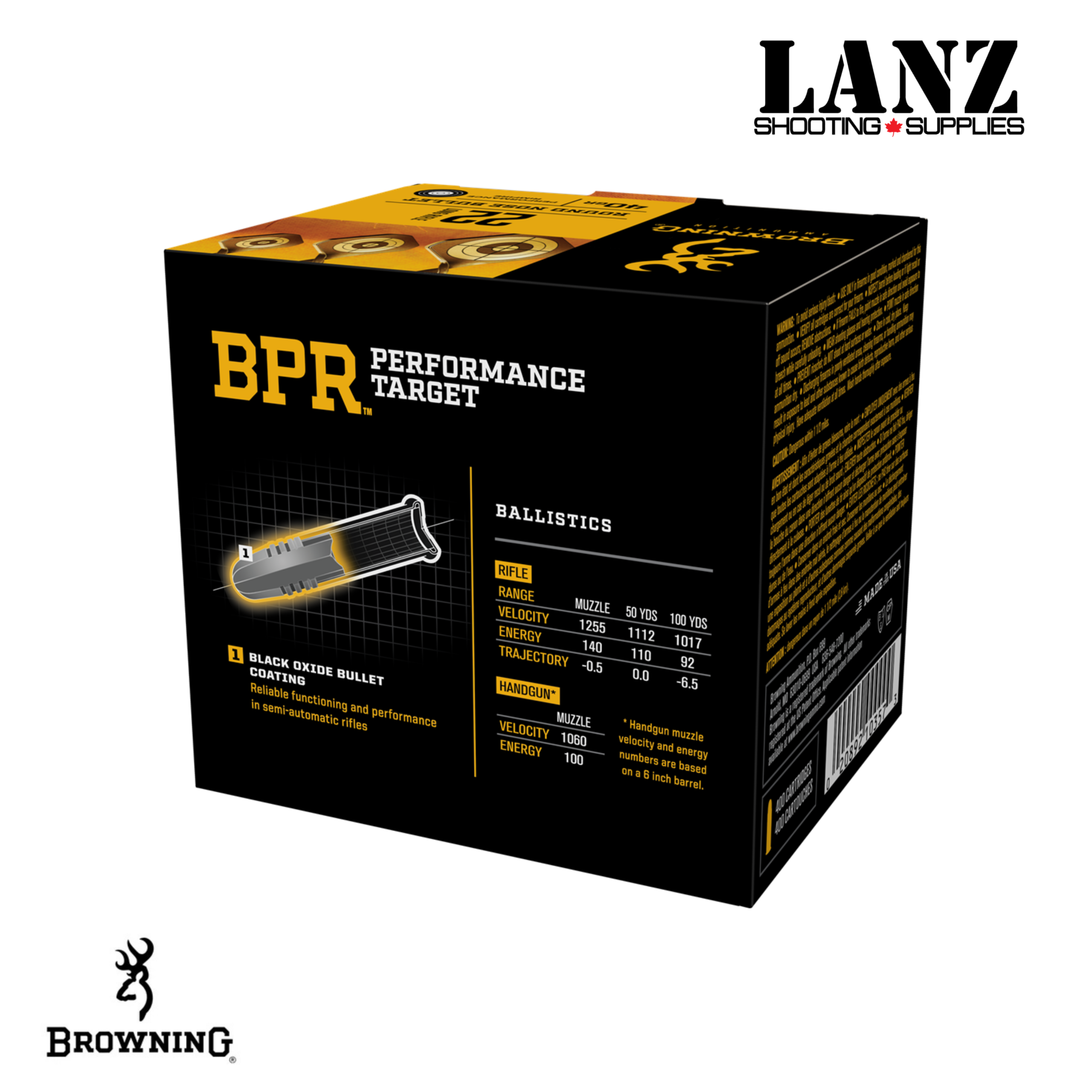 Browning BPR Performance Rimfire 22 LR 40gr LRN 400-Round Box - Image 2