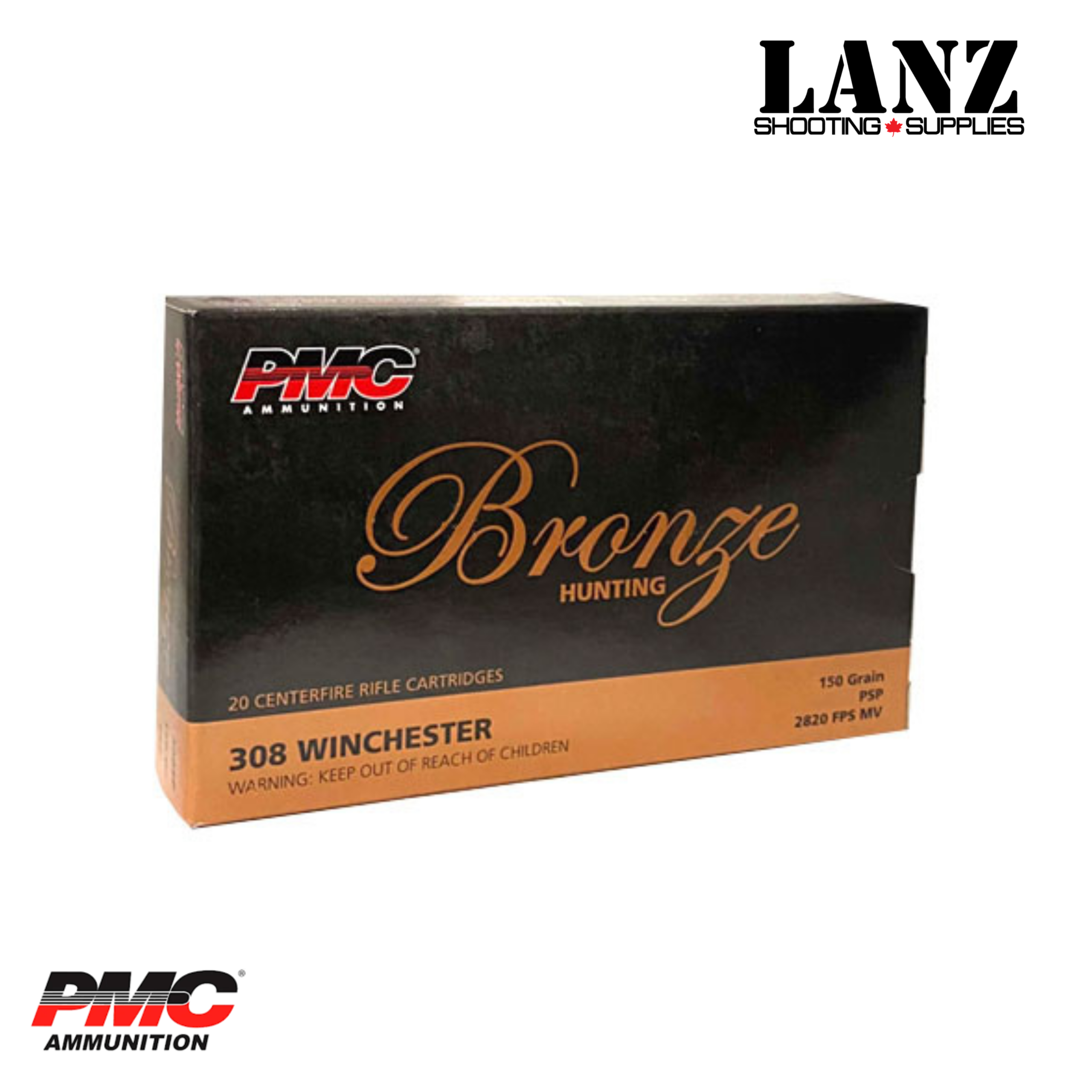 PMC Bronze 308 Winchester 150gr Pointed Soft Point Ammo 20-Round Box